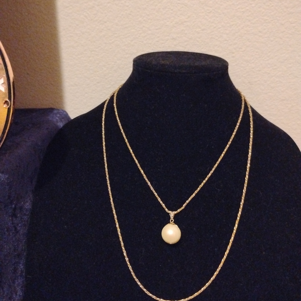 Double Rope-like Chain Link 9'&12' Length 2mm Width Faux Pearl Round Cream Bead